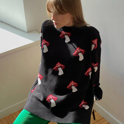 Seenetrükiga pullover-kampsun, naiste sügisene pikkade varrukatega O-kaelusega elegantsed naiste kampsunid 2023. aasta mood, vabaaja naisteriided