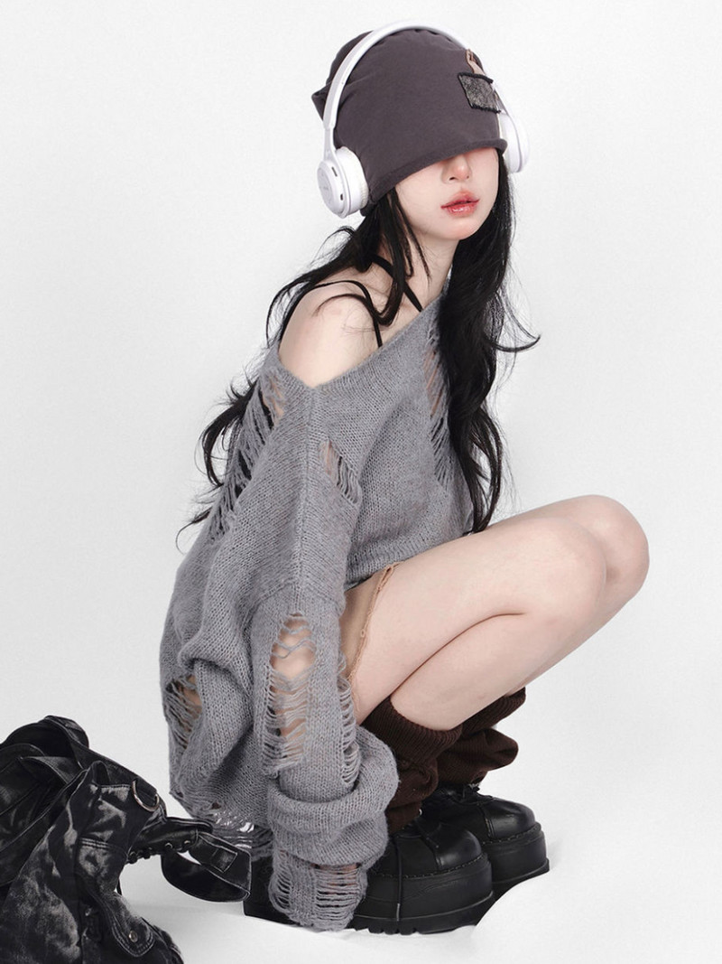 Jesen 2022. Nova moda Poderani puloveri Ženski korejski Baggy Chic Jednostavni pleteni seksi kombinezon Ulzzang Streetwear Vintage veste