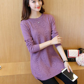 Νέα μόδα 2023 Γυναικείες φθινοπωρινές χειμερινές μακρύ πλεκτό πουλόβερ πουλόβερ Φόρεμα καθημερινά κορεάτικα ρούχα Ζεστά γυναικεία μπλουζάκια με λαιμόκοψη