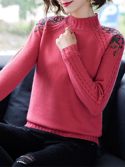 2023. Novi korejski jesenski zimski ženski pulover s dolčevitom Visokokvalitetni pleteni pulover s retro vezom, osnovni pulover ZY7021