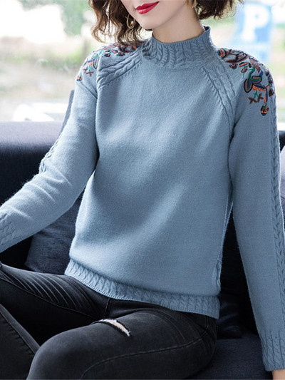 2023. Novi korejski jesenski zimski ženski pulover s dolčevitom Visokokvalitetni pleteni pulover s retro vezom, osnovni pulover ZY7021