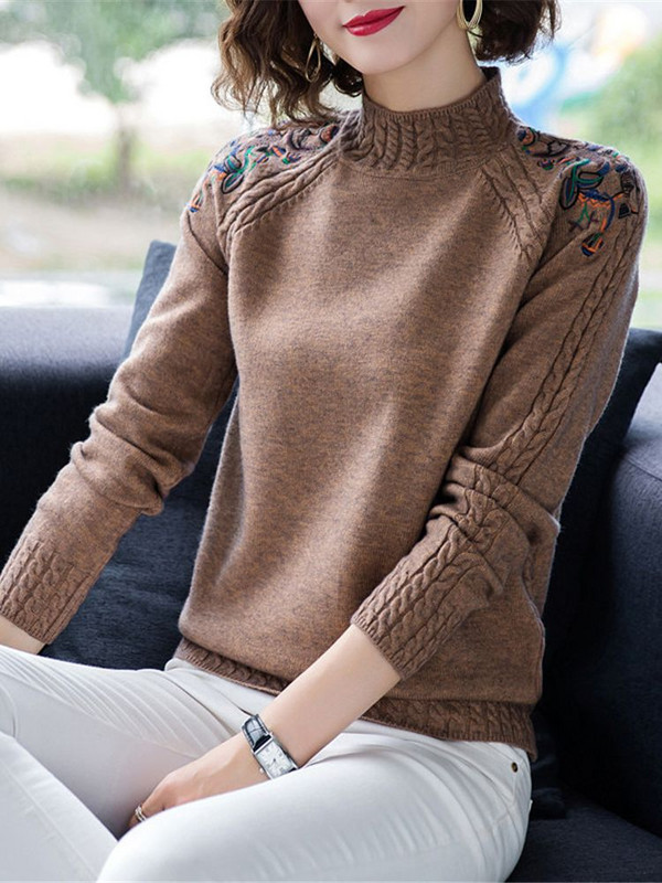 2023. Novi korejski jesenski zimski ženski pulover s dolčevitom Visokokvalitetni pleteni pulover s retro vezom, osnovni pulover ZY7021