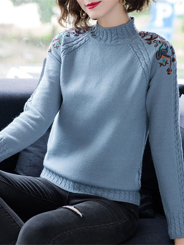 2023. Novi korejski jesenski zimski ženski pulover s dolčevitom Visokokvalitetni pleteni pulover s retro vezom, osnovni pulover ZY7021