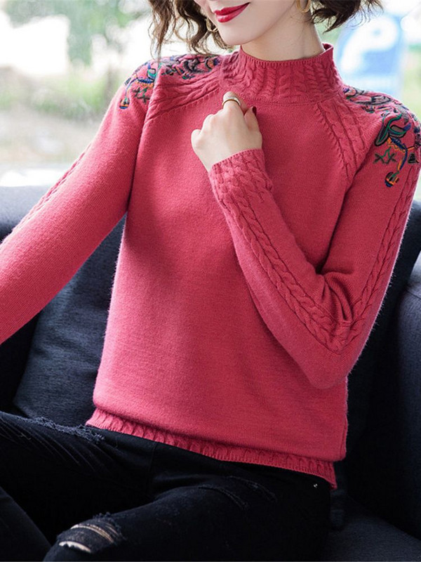 2023. Novi korejski jesenski zimski ženski pulover s dolčevitom Visokokvalitetni pleteni pulover s retro vezom, osnovni pulover ZY7021