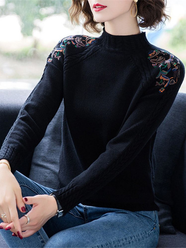 2023. Novi korejski jesenski zimski ženski pulover s dolčevitom Visokokvalitetni pleteni pulover s retro vezom, osnovni pulover ZY7021