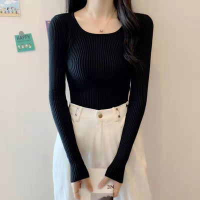 Lucyever 2022 Basic Jednobojni pulover s četvrtastim izrezom Ženski visokokvalitetni ležerni pleteni pulover Proljetni pulover dugih rukava