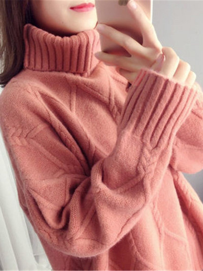 Novi džemper za jesen i zimu 2022. Ženska korejska verzija široke modne divlje pletene donje košulje srednje dužine s visokim ovratnikom