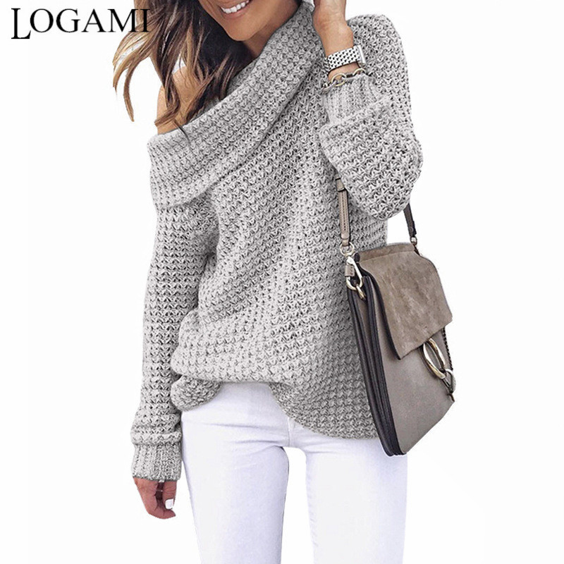 LOGAMI Labavi ženski pulover i džemper s dugim rukavima na jedno rame Jesenski proljetni džemper Ženski džemper