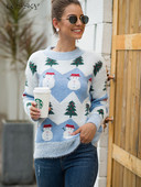 Φθινοπωρινό χειμερινό χριστουγεννιάτικο γυναικείο πουλόβερ μόδας πλεκτό μακρυμάνικο Top casual πουλόβερ με λαιμόκοψη Κομψό νέο σε πλεκτά 2023