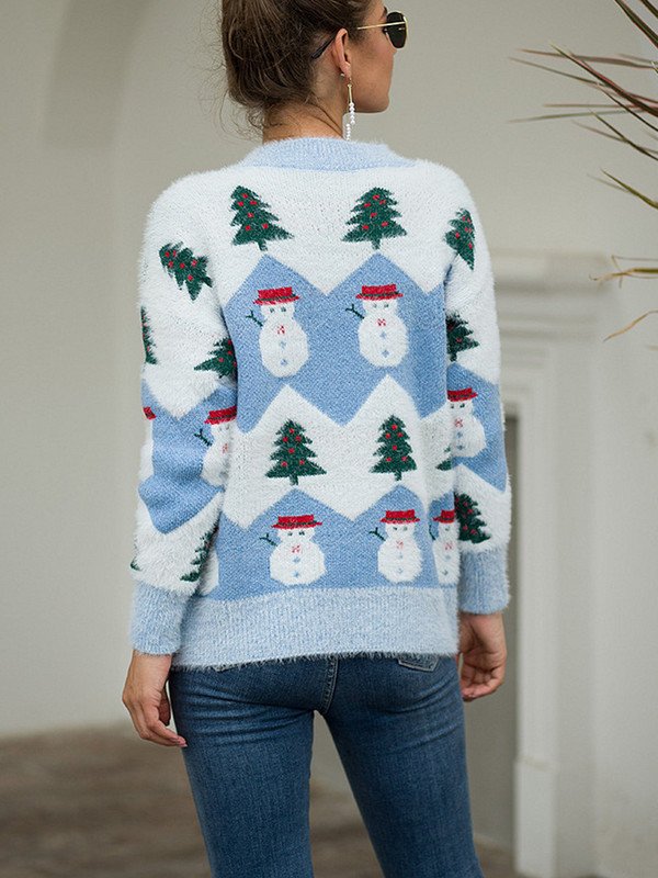 Φθινοπωρινό χειμερινό χριστουγεννιάτικο γυναικείο πουλόβερ μόδας πλεκτό μακρυμάνικο Top casual πουλόβερ με λαιμόκοψη Κομψό νέο σε πλεκτά 2023