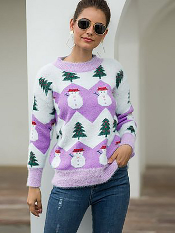 Φθινοπωρινό χειμερινό χριστουγεννιάτικο γυναικείο πουλόβερ μόδας πλεκτό μακρυμάνικο Top casual πουλόβερ με λαιμόκοψη Κομψό νέο σε πλεκτά 2023