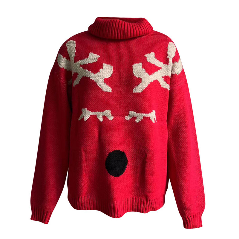 Megztinis Moteriškas kalėdinis snaigė šiaurinis elnis Megztas megztinis ilgomis rankovėmis vėžlys megztinis Trikotažo rudens žiema moteriškas megztinis