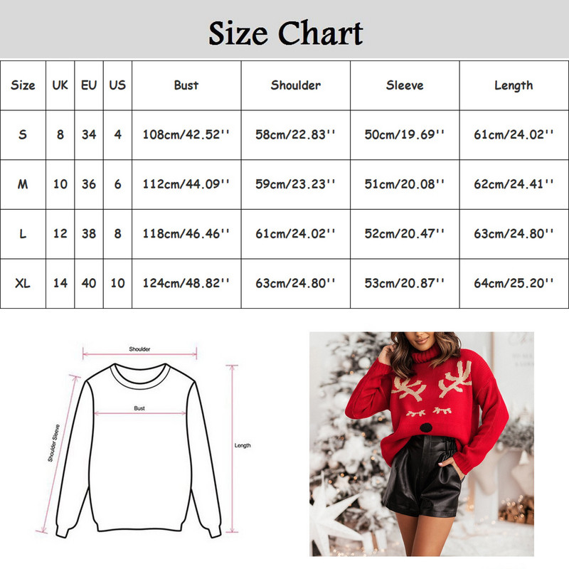 Megztinis Moteriškas kalėdinis snaigė šiaurinis elnis Megztas megztinis ilgomis rankovėmis vėžlys megztinis Trikotažo rudens žiema moteriškas megztinis