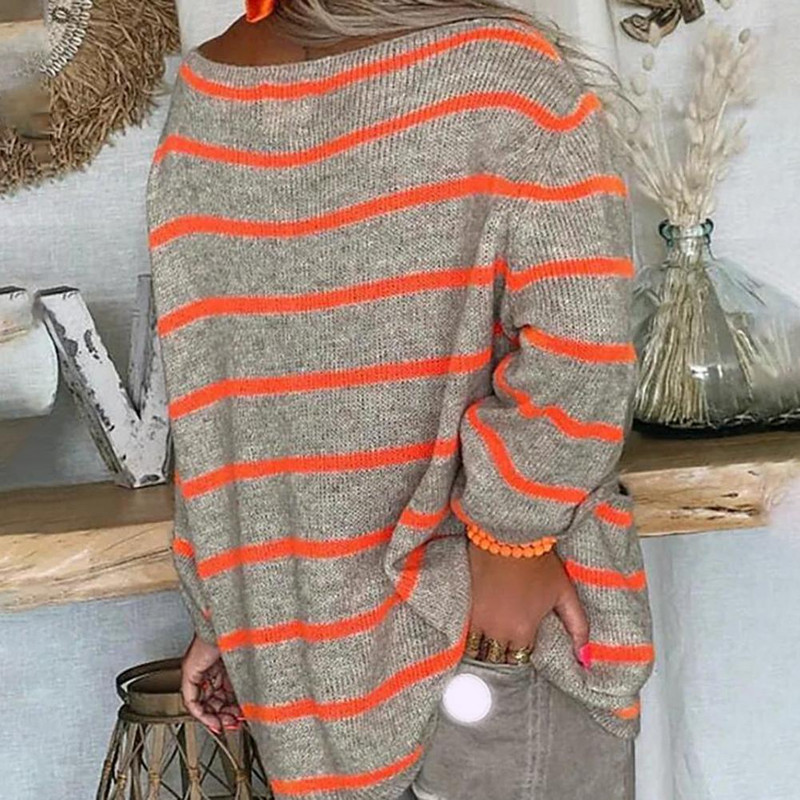 Pullover Kampsun Klassikaline Pehme Triibuline Kampsun Sügis Talvine Splicing Värv Triibuline Pluus Kampsun Kampsun Kontorisse