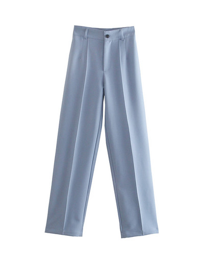 TRAF Ženska šik modna uredska odjeća Ravne hlače Vintage Ženske letjelice s patentnim zatvaračem visokog struka Mujer