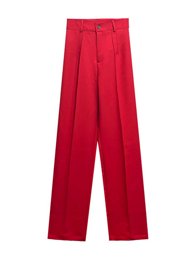 TRAF Ženska šik modna uredska odjeća Ravne hlače Vintage Ženske letjelice s patentnim zatvaračem visokog struka Mujer