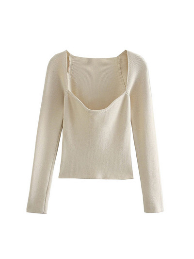 Willshela Novi ženski pleteni pulover s dugim rukavima i srcem izrezom Ležerna modna žena uskog kroja Uski pleteni džemperi Puloveri