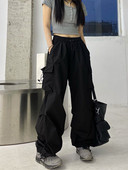 Zoki Streetwear Hip Hop Cargo Püksid Naiste Mood Taskud Oversize Lahtised Püksid Suvised Bf Korea kõrge vöökohaga laiad püksid Uus