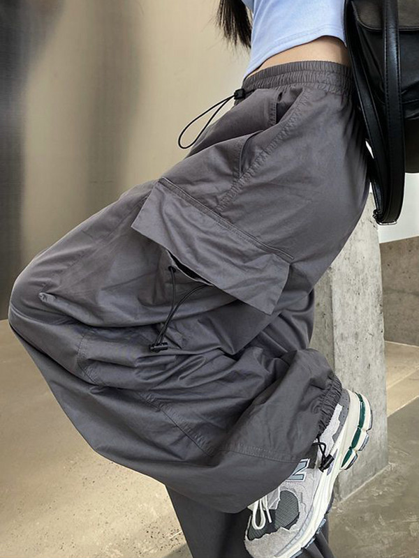 Zoki Streetwear Hip Hop Cargo Kelnės Moteriškos Mados Kišenės Oversize Laisvos Kelnės Vasarinės Bf Korėjos aukšto juosmens plačios kelnės Naujos