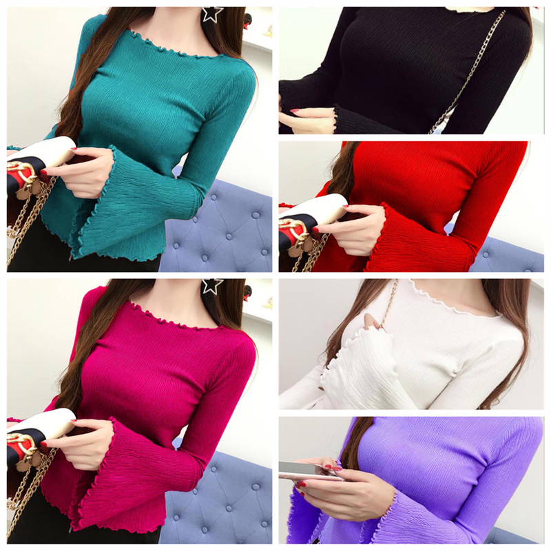 Ukošeni izrez Punih rukava, slatki pleteni pulover, ženski, djevojački, jesenski, tanki džemper kratkih rukava, korejski Harajuku, elegantni šik