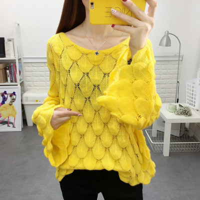 Visokokvalitetna izdubljena ženska tanka bluza, pulover s jednim izrezom, labavi veliki korejski modni pulover