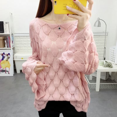 Visokokvalitetna izdubljena ženska tanka bluza, pulover s jednim izrezom, labavi veliki korejski modni pulover