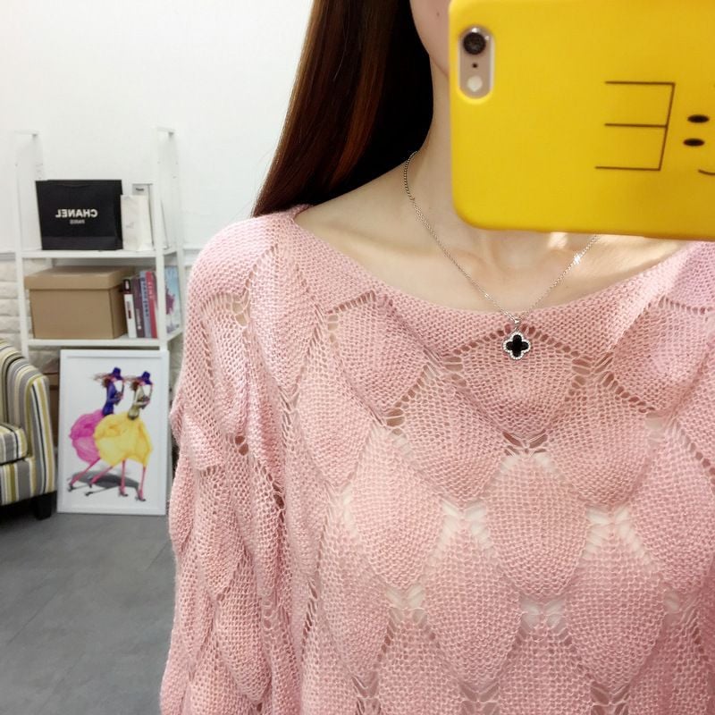 Visokokvalitetna izdubljena ženska tanka bluza, pulover s jednim izrezom, labavi veliki korejski modni pulover