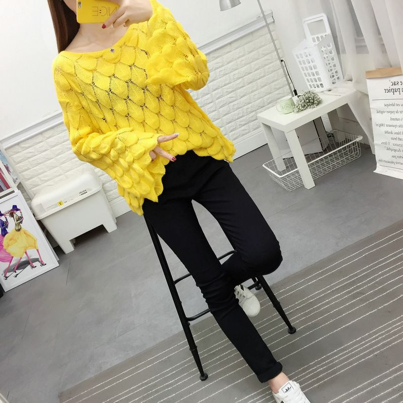 Visokokvalitetna izdubljena ženska tanka bluza, pulover s jednim izrezom, labavi veliki korejski modni pulover