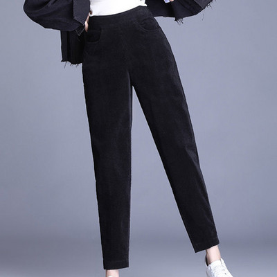 Pliušinės storos laisvalaikio kelnės Moteriškos velvetinės šiltos kelnės rudens žiemos antblauzdžiai aukštu juosmeniu Haremo kelnės Kelnės Moteriškos Брюкиженские