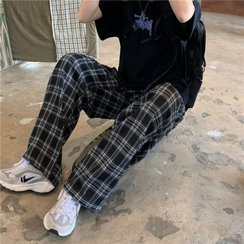 Zoki Φθινοπωρινό γυναικείο καρό παντελόνι Casual Oversize Φαρδύ φαρδύ παντελόνι Retro Teens Harajuku Black Hip Hop All Match Streetwear 3XL
