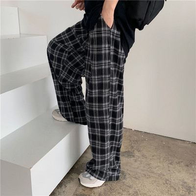 Zoki Toamnă Pantaloni în carouri Casual Oversize Pantaloni largi cu picior largi Retro Adolescenți Harajuku Negru Hip Hop All Match Streetwear 3XL