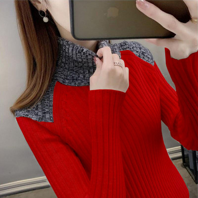 Μόδα πλεκτό πουλόβερ με ζιβάγκο σε πλεκτό πλεκτό χρώμα Γυναικεία ρούχα 2022 Φθινόπωρο Νέα casual πουλόβερ Χαλαρά μπλουζάκια all-match