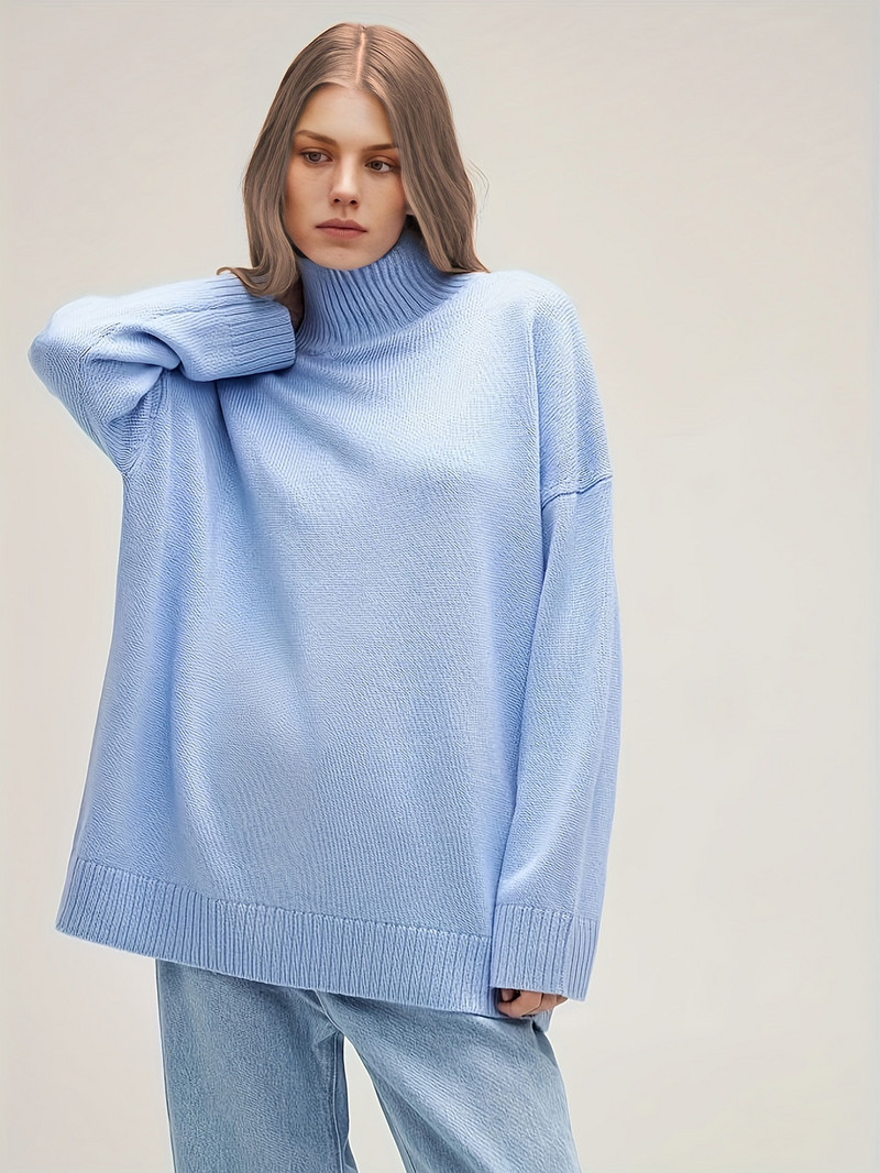 Wixra Ženski pulover Jesen Zima Pulover 2023 Basic dolčevita Oversize Džemper Pleteni džemperi za slobodno vrijeme za žene