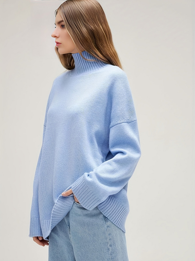 Wixra Ženski pulover Jesen Zima Pulover 2023 Basic dolčevita Oversize Džemper Pleteni džemperi za slobodno vrijeme za žene