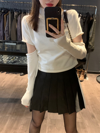 Puloveri Ženski spojeni modni, jednobojni poluvisoki ovratnik, ležerni uredski ženski, uski, prikladna ulična odjeća u korejskom stilu, jednostavna jesen