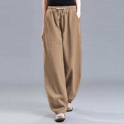 2023 Νέα μόδα για την άνοιξη και το φθινόπωρο, ρετρό τέχνη με ψηλόμεσο κορδόνι, χαλαρό, μονόχρωμο, ευέλικτο γυναικείο παντελόνι από ραπανάκι
