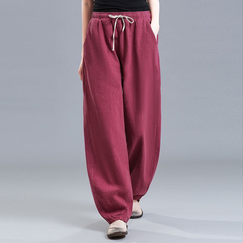 2023 Νέα μόδα για την άνοιξη και το φθινόπωρο, ρετρό τέχνη με ψηλόμεσο κορδόνι, χαλαρό, μονόχρωμο, ευέλικτο γυναικείο παντελόνι από ραπανάκι