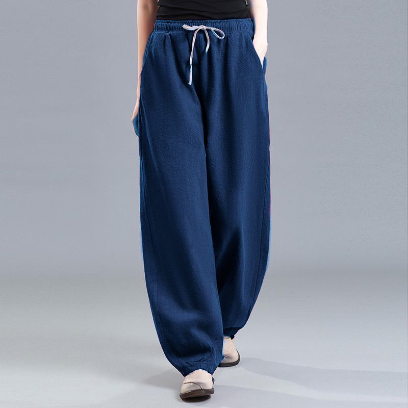 2023 Νέα μόδα για την άνοιξη και το φθινόπωρο, ρετρό τέχνη με ψηλόμεσο κορδόνι, χαλαρό, μονόχρωμο, ευέλικτο γυναικείο παντελόνι από ραπανάκι