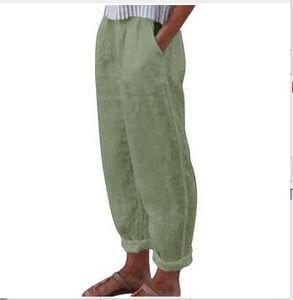 Naiste täispuuvillased linased püksid 2023. aasta suvevintage vabad püksid Pantalon Streetwear Naiste vabaaja elastsed vöökohaga laia säärega püksid