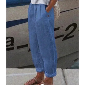 Γυναικείο λινό παντελόνι από μασίφ βαμβάκι 2023 Καλοκαιρινό vintage φαρδύ παντελόνι Pantalon Streetwear Γυναικείο casual ελαστικό φαρδύ παντελόνι στη μέση