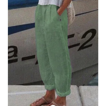 Γυναικείο λινό παντελόνι από μασίφ βαμβάκι 2023 Καλοκαιρινό vintage φαρδύ παντελόνι Pantalon Streetwear Γυναικείο casual ελαστικό φαρδύ παντελόνι στη μέση