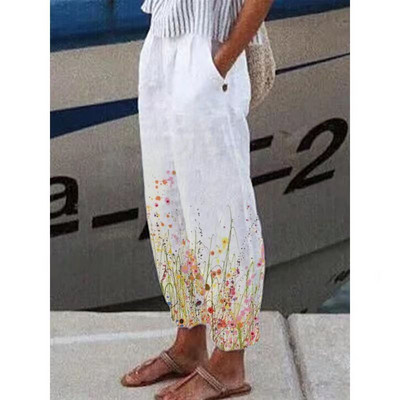 Naiste täispuuvillased linased püksid 2023. aasta suvevintage vabad püksid Pantalon Streetwear Naiste vabaaja elastsed vöökohaga laia säärega püksid