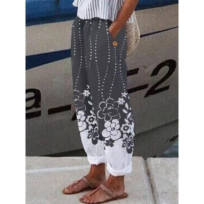 Naiste täispuuvillased linased püksid 2023. aasta suvevintage vabad püksid Pantalon Streetwear Naiste vabaaja elastsed vöökohaga laia säärega püksid