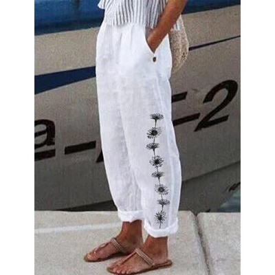 Naiste täispuuvillased linased püksid 2023. aasta suvevintage vabad püksid Pantalon Streetwear Naiste vabaaja elastsed vöökohaga laia säärega püksid