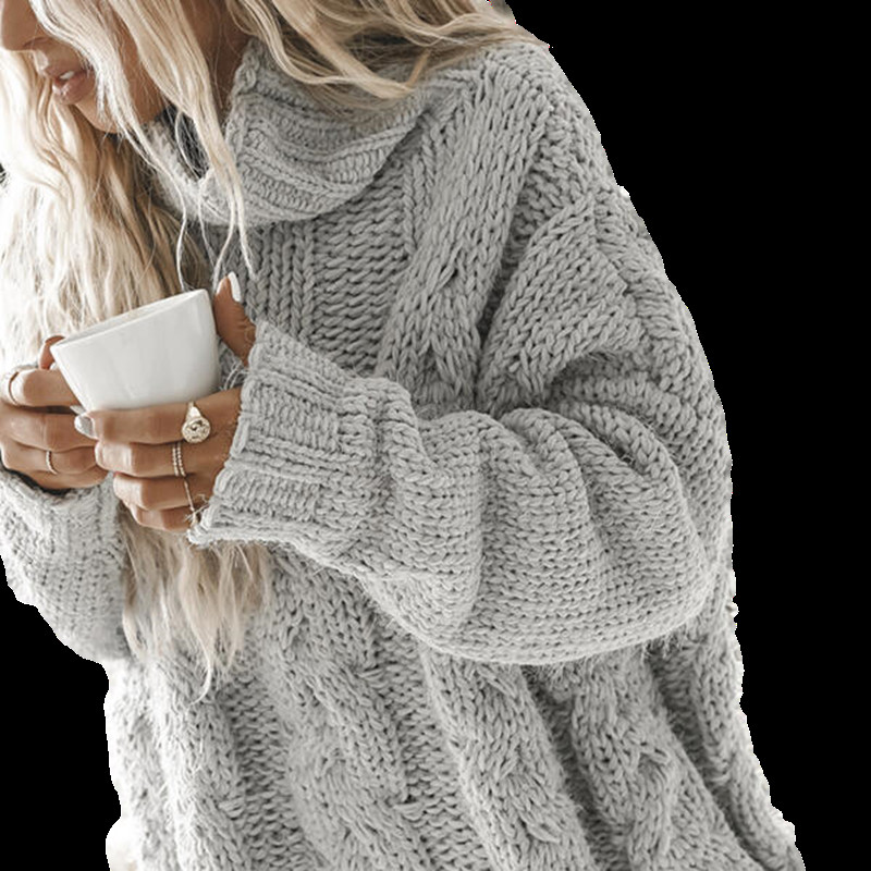 Πουλόβερ πουλόβερ Γυναικεία Φθινοπωρινή Άνοιξη Γκρι Λευκό Απλό Πλεκτό με λαιμόκοψη σε V λαιμόκοψη Ελαστική πουλόβερ πουλόβερ Casual Χοντρό ζεστό Βασικό πουλόβερ