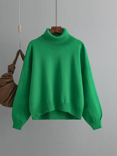 Γυναικεία πλεκτά πουλόβερ TRAF 2022 Χειμερινή μόδα vintage ζιβάγκο φαρδύ πουλόβερ Γυναικείο κομψό, casual μακρυμάνικο πουλόβερ