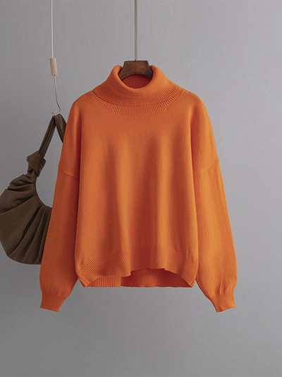 Γυναικεία πλεκτά πουλόβερ TRAF 2022 Χειμερινή μόδα vintage ζιβάγκο φαρδύ πουλόβερ Γυναικείο κομψό, casual μακρυμάνικο πουλόβερ