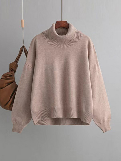 Γυναικεία πλεκτά πουλόβερ TRAF 2022 Χειμερινή μόδα vintage ζιβάγκο φαρδύ πουλόβερ Γυναικείο κομψό, casual μακρυμάνικο πουλόβερ