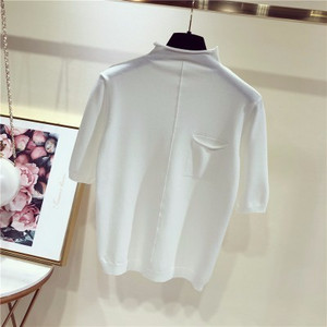 Ženski pleteni pulover s pola rukava, pola dolčevita korejski modni pulover 7 boja 2023. proljeće ljeto