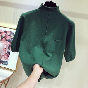 Ženski pleteni pulover s pola rukava, pola dolčevita korejski modni pulover 7 boja 2023. proljeće ljeto